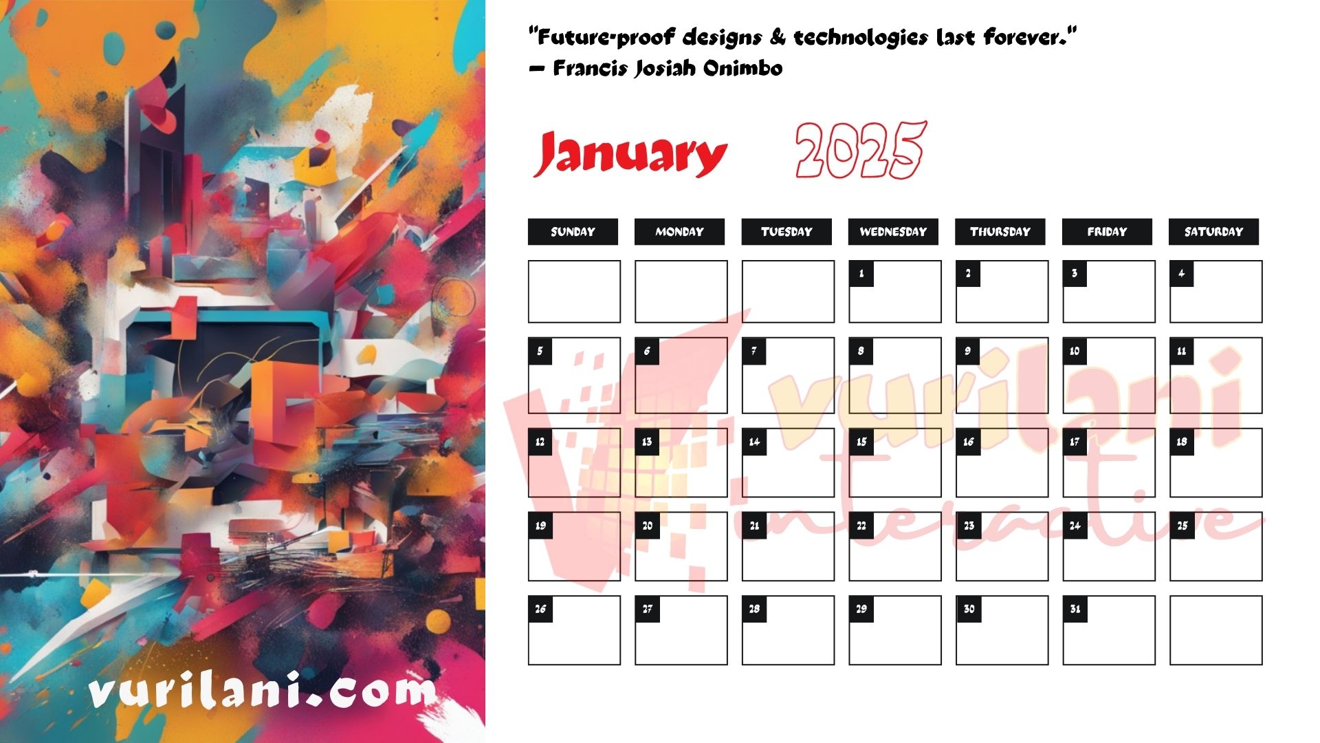 vurilani-2025calendar-jan Vurilani-2025Calendar-Jan Free 2025 Calendar